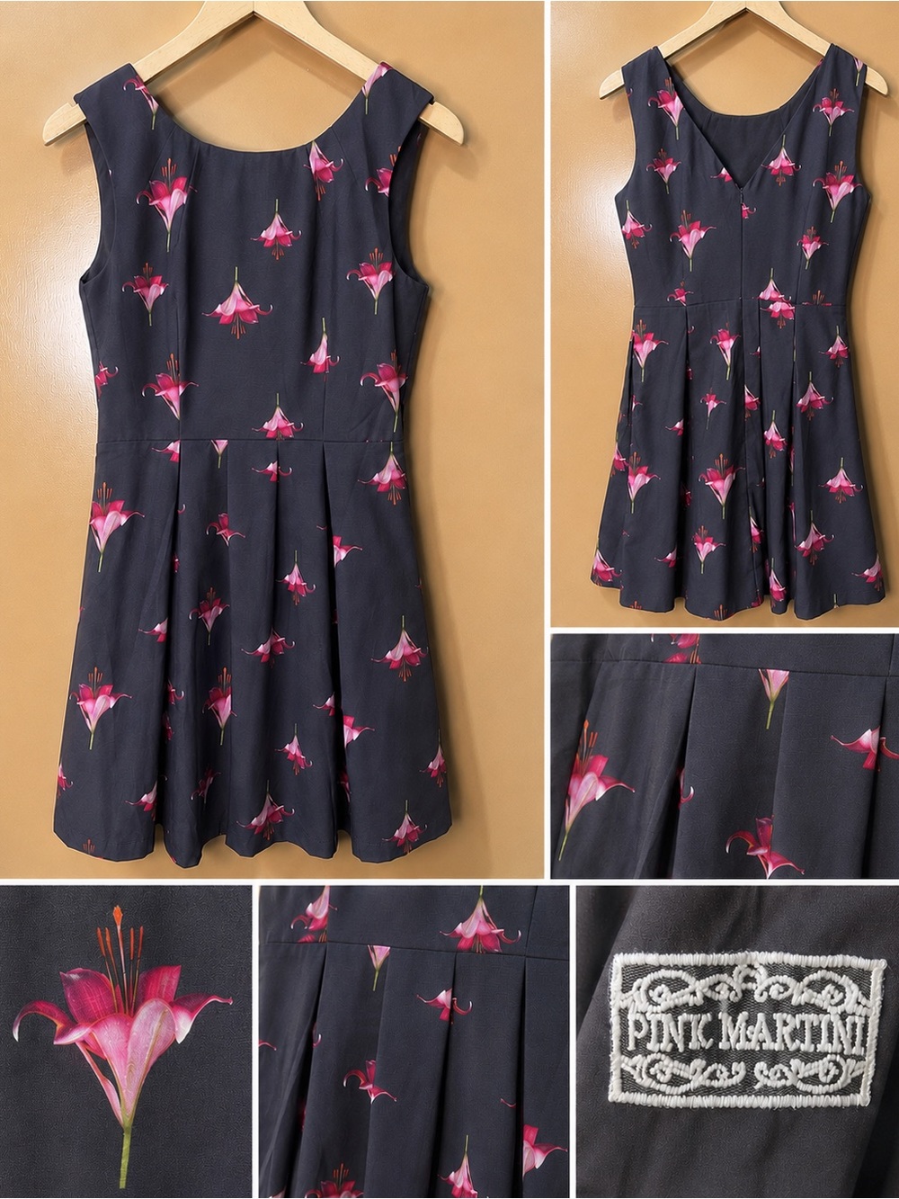 Pink Martini Grey Dress with Pink Floral Print
